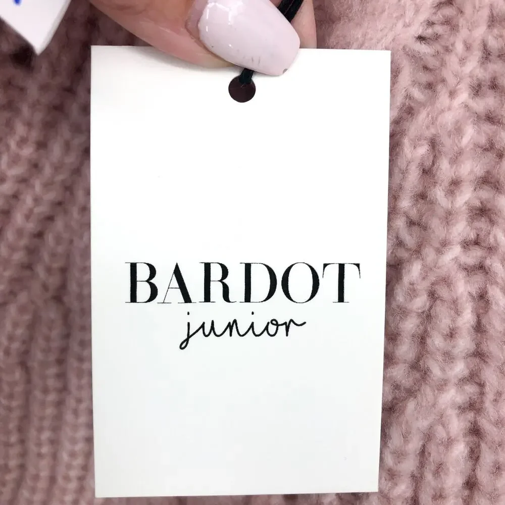 BARDOT JUNIOR Girl's Cozy Cable Knit Crewneck Sweater Size 14 Pink Potpourri NWT